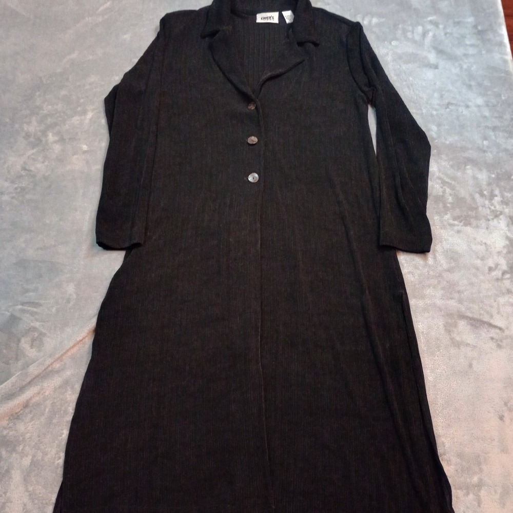 Chico's Travelers Dress Womens Plus‎ 1 Black Maxi Liquid Knit Stretch Slinky